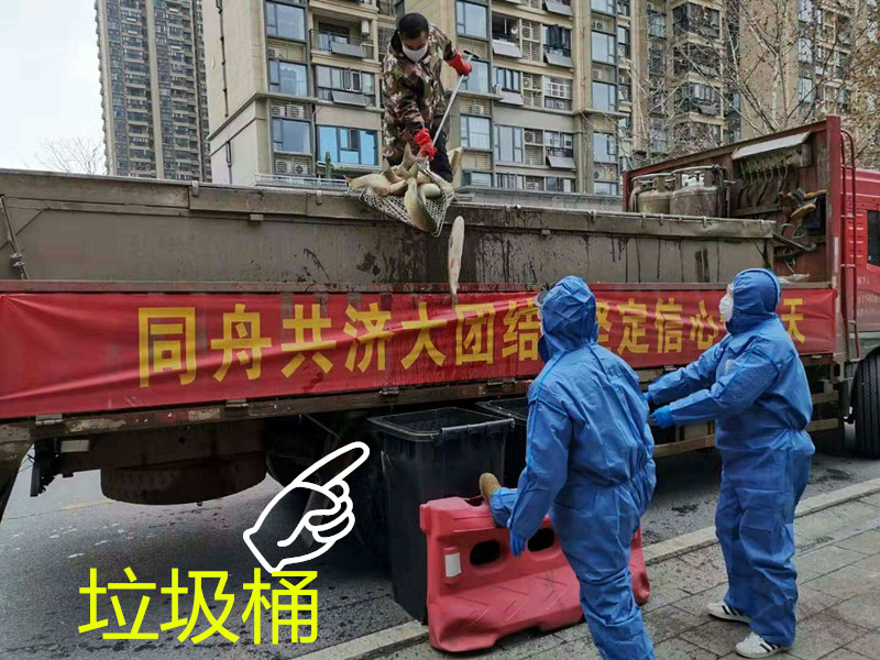 武汉一社区用“垃圾车”送肉